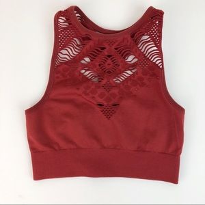 AERIE XS red high neck cutout racer back bra